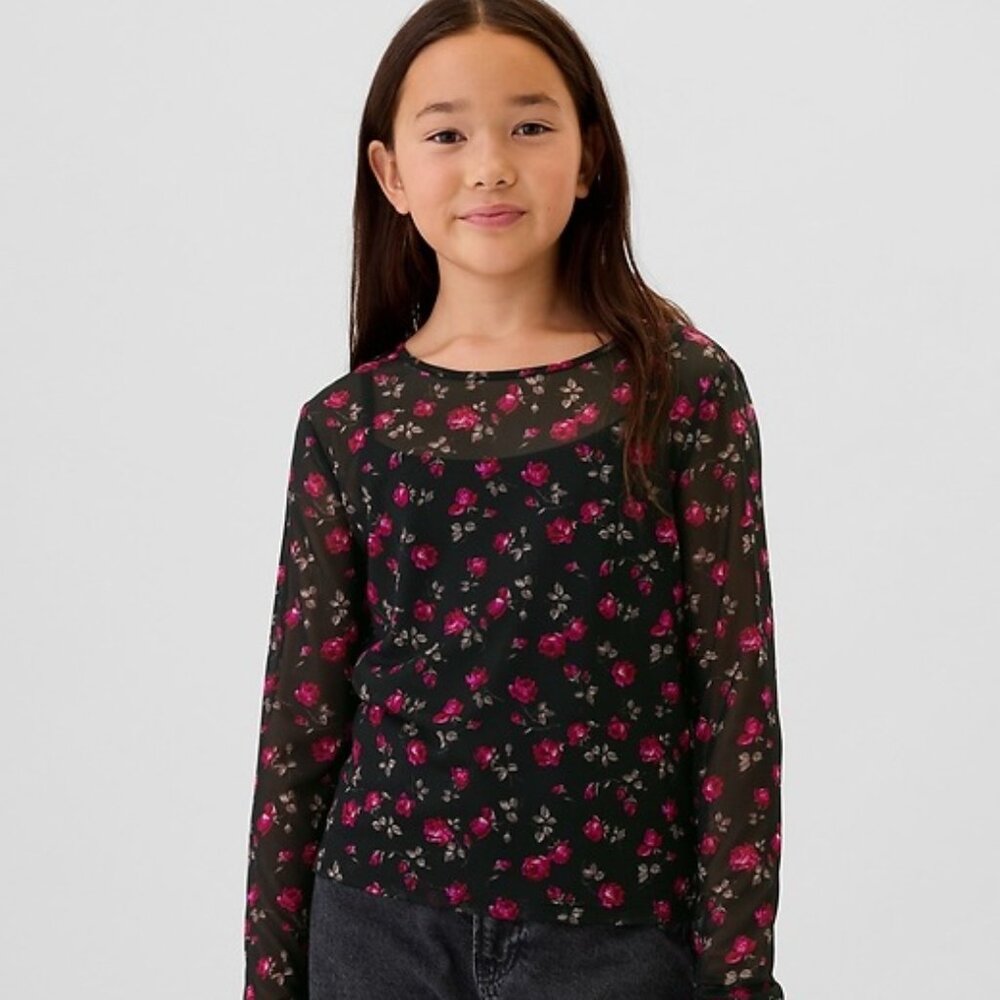 GAP Kids Sheer Floral Blouse with Camisole - size medium (8)